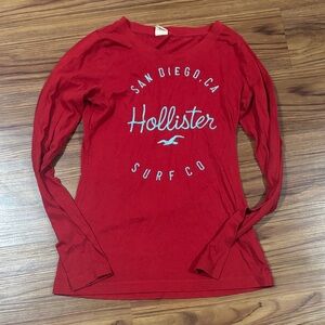 Y2K Hollister Red Graphic Long Sleeve Tee